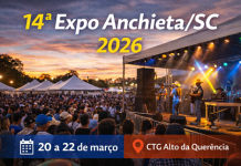 14ª Expo Anchieta/SC 2026 Público acompanhando show na 14ª Expo Anchieta 2026 no CTG Alto da Querência em Anchieta SC