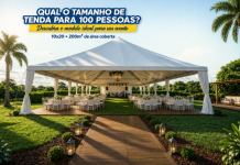 Qual o Tamanho de Tenda para 100 Pessoas? Tenda para 100 pessoas com estrutura organizada para evento