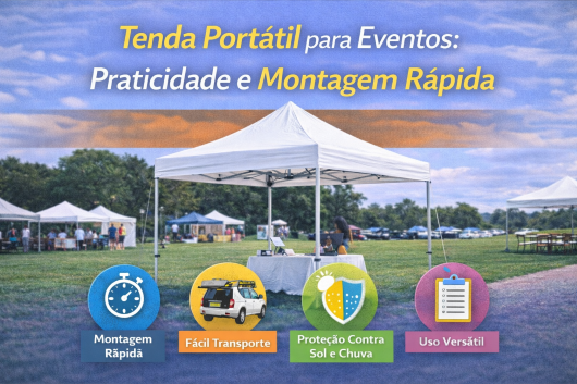Tenda Portátil para Eventos Tenda portátil sanfonada montada em evento ao ar livre