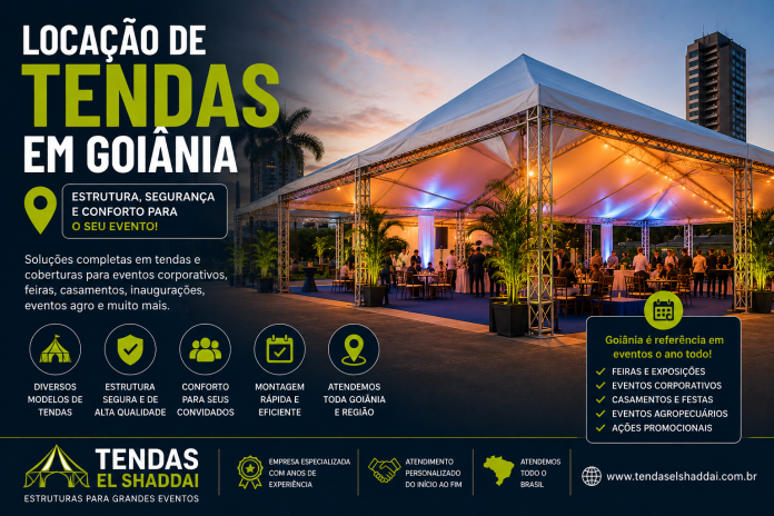 Locação de tendas em Goiânia com estrutura profissional para eventos corporativos, feiras, casamentos e eventos ao ar livre