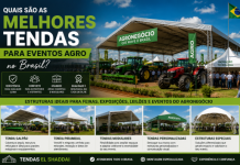 Melhores Tendas para Eventos Agro no Brasil Estruturas de tendas profissionais para eventos agro no Brasil com exposição de máquinas agrícolas e área coberta para visitantes