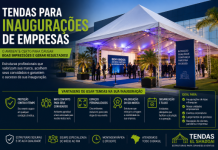 Tendas para Inaugurações de Empresas | Guia Completo Tenda profissional para inauguração de empresa com ambiente corporativo, recepção de convidados e estrutura elegante
