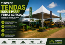 Tipos de Tendas Ideais para Feiras Agrícolas Tipos de tendas para feiras agrícolas com estruturas profissionais e exposição de máquinas do agronegócio