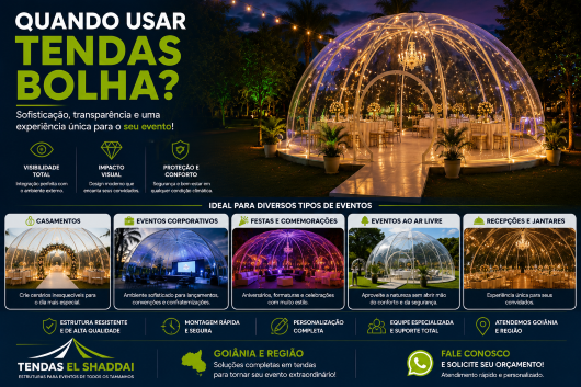 Quando Usar Tendas Bolha? Tenda bolha transparente utilizada em casamento e eventos sofisticados ao ar livre