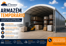 Armazém Temporário: A Solução Rápida e Econômica para Expandir sua Armazenagem Armazém temporário da Tendas El Shaddai com estrutura metálica e cobertura em lona PVC utilizado para armazenar pallets, mercadorias e equipamentos com segurança e rapidez.