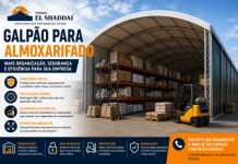 Galpão para Almoxarifado: Mais Organização, Segurança e Eficiência para sua Empresa Galpão para almoxarifado da Tendas El Shaddai com estrutura metálica e cobertura em lona PVC, utilizado para armazenar pallets, caixas, materiais e equipamentos com segurança e organização.