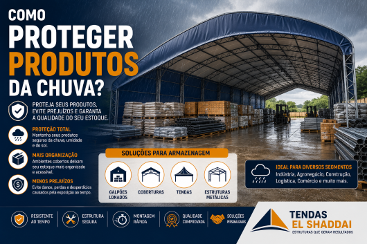 Como Proteger Produtos da Chuva? | Tendas El Shaddai Galpão lonado para proteger produtos da chuva