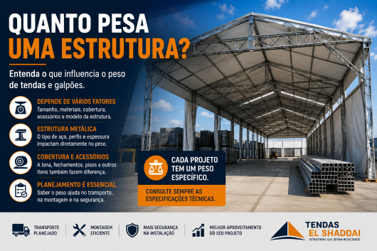 Quanto Pesa uma Estrutura? | Tendas El Shaddai Estrutura metálica de galpão para armazenagem