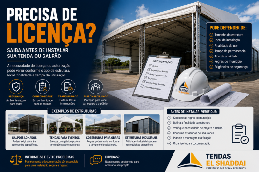 Precisa de Licença para Tenda ou Galpão? | Tendas El Shaddai Tenda e galpão lonado com documentação e autorização para instalação