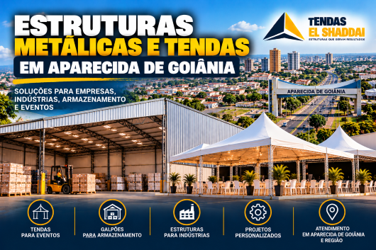 Estruturas Metálicas e Tendas em Aparecida de Goiânia Galpão metálico para armazenamento e tendas para eventos em Aparecida de Goiânia, com soluções para empresas e indústrias.