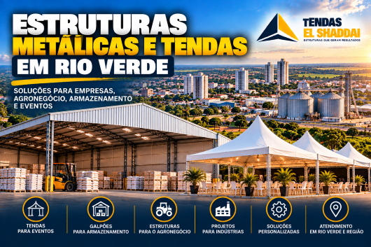 Estruturas Metálicas e Tendas em Rio Verde Galpão metálico para armazenamento e tendas para eventos em Rio Verde, com soluções para o agronegócio e a indústria.